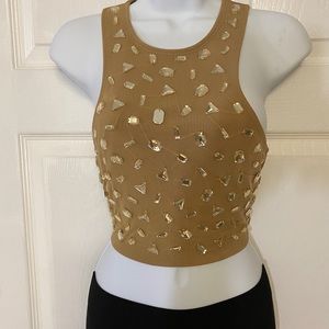 Wishlist M-L nude embellished crop top